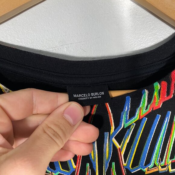 Marcelo Burlon Bird of Paradise Shoulder Print Cotton Fleece Crewneck mens Small - Picture 4 of 7